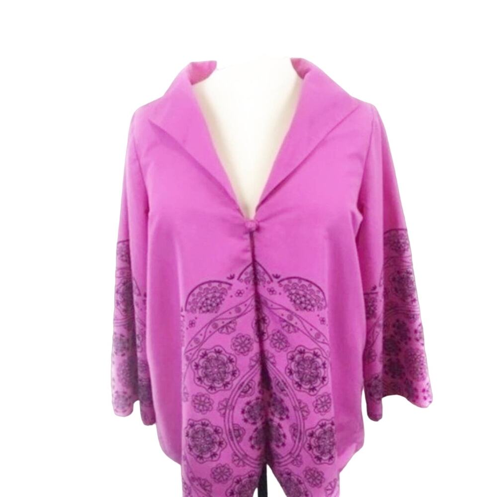 Victor Costa Jacket Vintage Occasion Mandala Jacket sz 1X Bold Pink Retro Chic